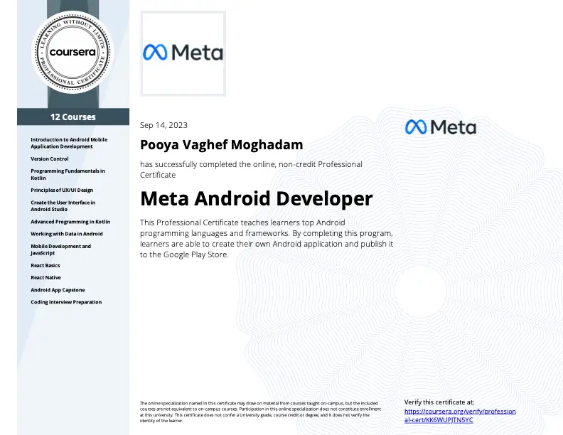 Meta Android Developer Professional Certificate